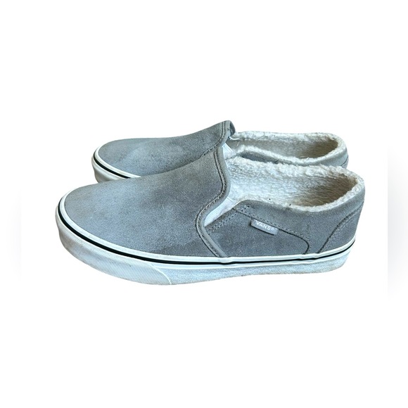 Vans Shoes - Vans Women’s size 8 Gray Suede Slip on w/sherpa like lining